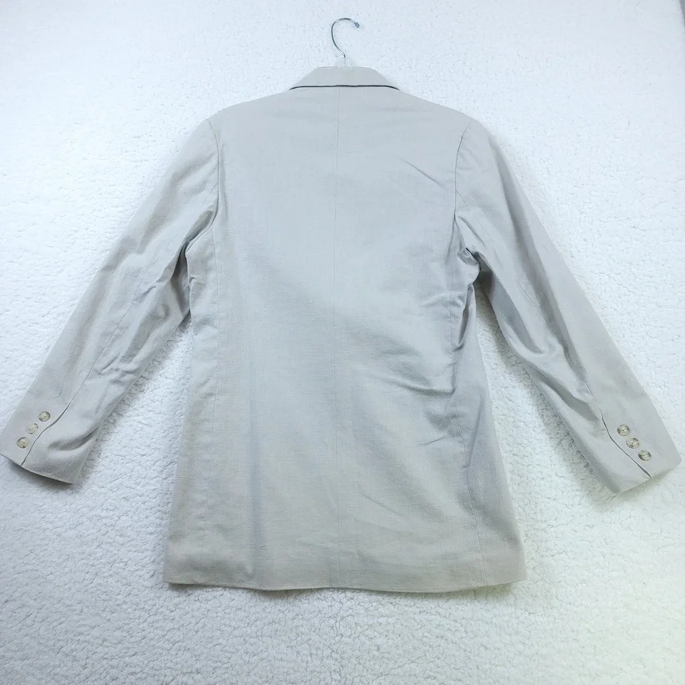Basic Editions Vintage 90s Linen Blazer Jacket Women Small Beige Two Button